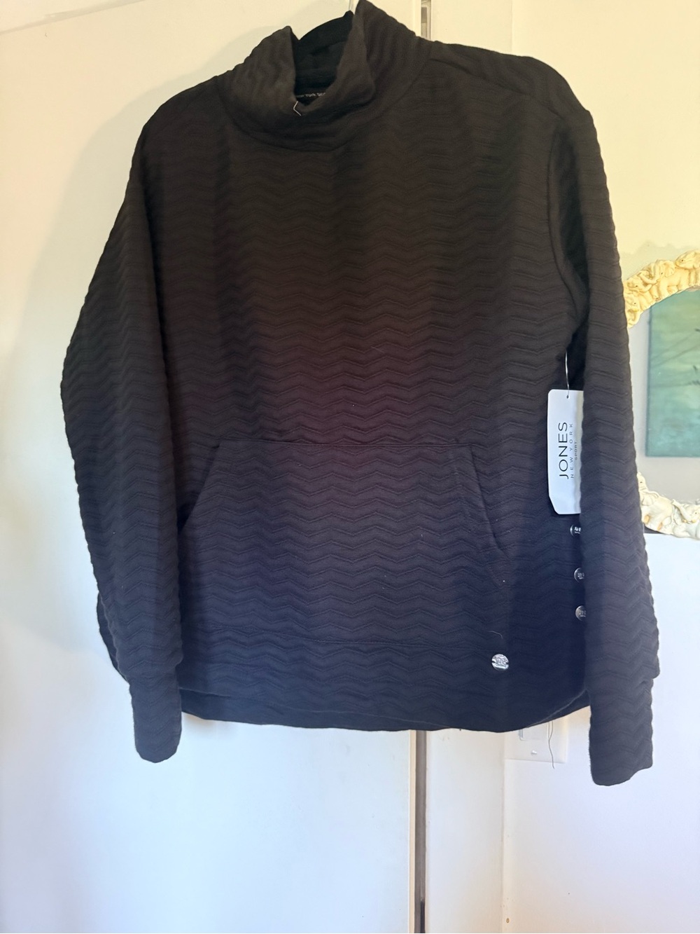 Jones New York NWT Black Textured Cowl Neck Pullover – XL